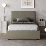 Letto una piazza e mezza con rete imbottito 120x190 similpelle cappuccino Mika