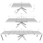 Tavolo allungabile 180x90/440cm Karida Cemento gambe bianche