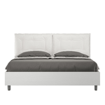 Letto matrimoniale contenitore 160x190 bianco frassino cuscini similpelle bianco Egos Annalisa