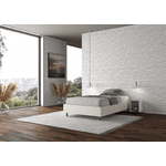 Letto una piazza e mezza contenitore imbottito 120x190 similpelle bianco Azelia