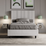 Letto una piazza e mezza contenitore imbottito 120x200 similpelle bianco Goya