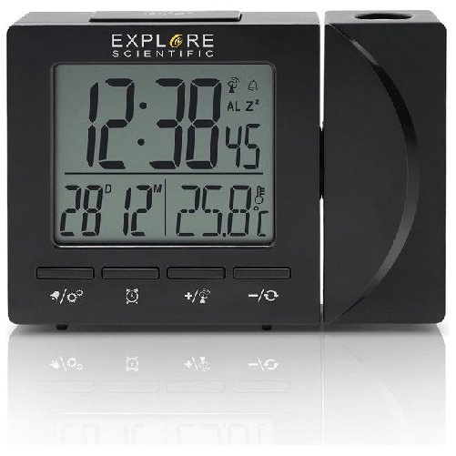 Explore Scientific Explore Rdp-1001 Orologio Sveglia Radiocontrollato Calendario Proiezione Temperatura Nero