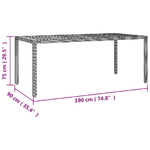 Set da Pranzo da Giardino 9 pz con Cuscini Nero in Polyrattan