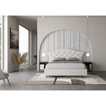 Letto matrimoniale senza rete imbottito 160x210 similpelle bianco Langre