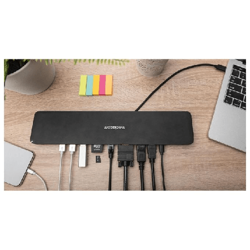 Mediacom-M-DOCKTPCP-replicatore-di-porte-e-docking-station-per-laptop-Cablato-USB-3.2-Gen-1--3.1-Gen-1--Type-C-Nero