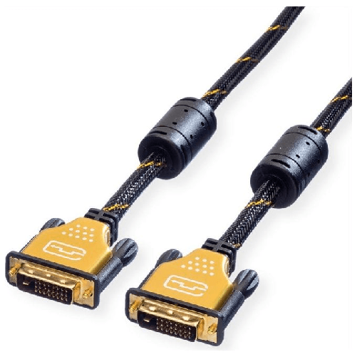 ROLINE-11.04.5513-cavo-DVI-3-m-DVI-D-Nero-Oro
