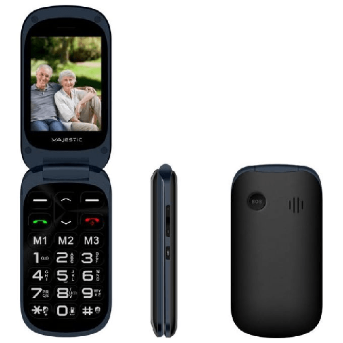 New-Majestic-TLF-Sileno-52-Flip-711-cm--2.8--936-g-Nero-Telefono-per-anziani