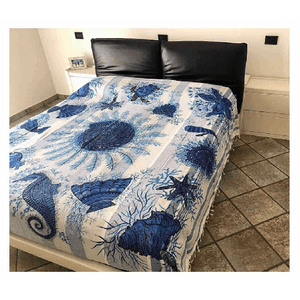 COPRITUTTO TELO ARREDO COPRIDIVANO COTONE GRANDE MISURA 210x230 Papeete Blu