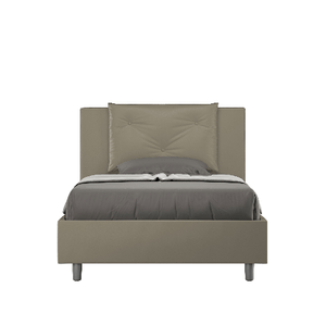 Letto una piazza e mezza con rete imbottito 120x210 similpelle cappuccino Appia