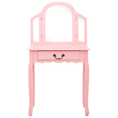 vidaXL Tavolo da Trucco con Sgabello Rosa 65x36x128 cm Paulownia e MDF