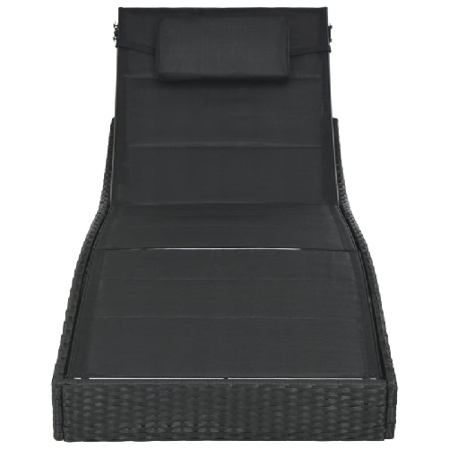 vidaXL Lettino Prendisole in Polyrattan e Textilene Nero