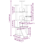 Albero per Gatti con Tiragraffi in Sisal Grigio Chiaro 175 cm