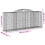 vidaXL Cesti Gabbioni ad Arco 3 pz 300x50x120/140 cm Ferro Zincato