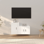 Set di Mobili Porta TV 2 pz Bianco in Legno ingegnerizzato