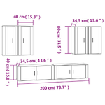 Set di Mobili Porta TV 6 pz Bianco Lucido in Legno ingegnerizzato