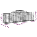 vidaXL Cesti Gabbioni ad Arco 13 pz 300x50x80/100 cm Ferro Zincato