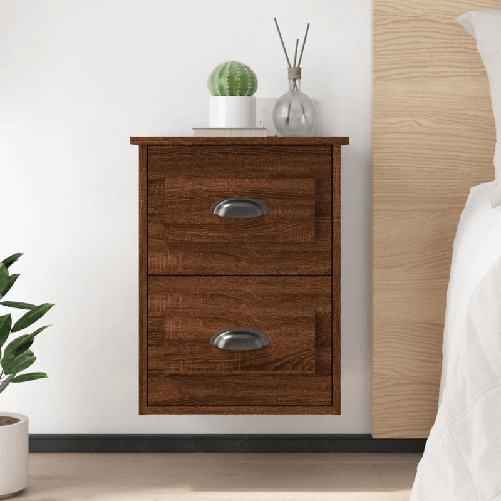 vidaXL Comodini a Parete 2 pz Rovere Marrone 41,5x36x53 cm
