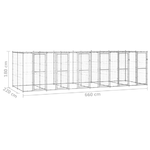 vidaXL Gabbia per Cani da Esterno in Acciaio Zincato con Tetto 14,52m²