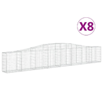 vidaXL Cesti Gabbioni ad Arco 8 pz 400x30x60/80 cm Ferro Zincato