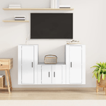 Set Mobili Porta TV 3 pz Bianco Lucido in Legno ingegnerizzato