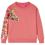 Felpa per Bambini Giraffa con Paillettes Rosa Antico 128