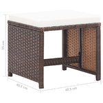 vidaXL Sgabelli da Giardino 4 pz con Cuscini Marrone in Polyrattan