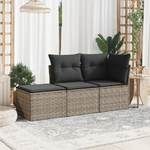 vidaXL Set Divani da Giardino 3 pz con Cuscini Grigio in Polyrattan