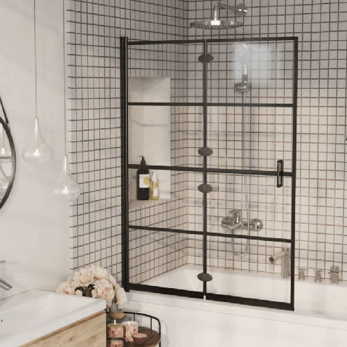 vidaXL Pannello Doccia Pieghevole in ESG 100x140 cm Nero