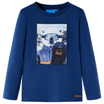 Maglietta da Bambino a Maniche Lunghe con Stampa Orso Blu Jeans 104