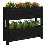 vidaXL Fioriera Nera 77x25x66 cm in Legno Massello di Pino