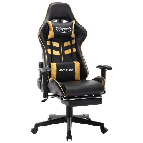 vidaXL Sedia da Gaming con Poggiapiedi Nera e Oro in Similpelle