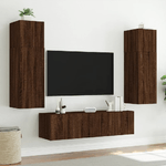 vidaXL Mobili TV a Muro con LED 6pz Rovere Marrone Legno ingegnerizzato