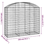 vidaXL Cesto Gabbione ad Arco 150x50x120/140 cm Ferro Zincato