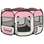 vidaXL Box per Cani Pieghevole con Borsa Trasporto Rosa 110x110x58 cm