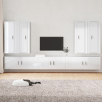 Set di Mobili Porta TV 7 pz Bianco Lucido in Legno ingegnerizzato