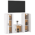 vidaXL Set Mobili Porta TV 3 pz Bianco Lucido in Legno ingegnerizzato