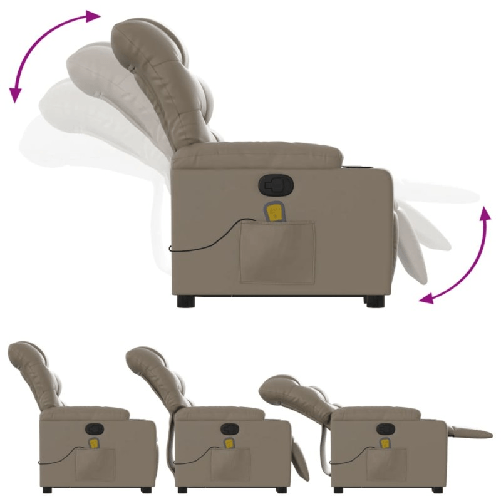 vidaXL Poltrona Alzapersone Massaggi Reclinabile Cappuccino Similpelle
