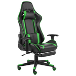 vidaXL Sedia da Gaming Girevole con Poggiapiedi Verde in PVC