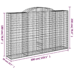 vidaXL Cesti Gabbioni ad Arco 4 pz 300x50x180/200 cm Ferro Zincato