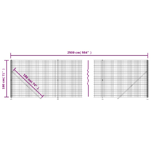 vidaXL Recinzione Metallica con Flangia Verde 1,8x25 m