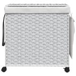 Cesto Portabiancheria con Ruote Bianco 60x35x60,5 cm Rattan