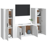 Set Mobili Porta TV 3 pz Bianco Lucido in Legno ingegnerizzato