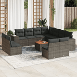 vidaXL Set Divani da Giardino 12 pz con Cuscini Grigio in Polyrattan