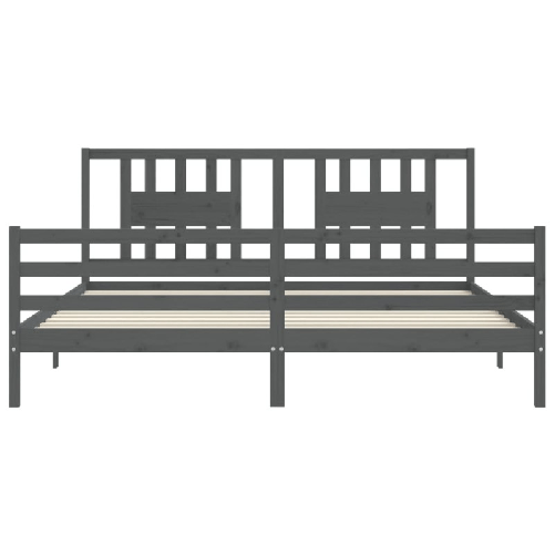 vidaXL Giroletto con Testiera Grigio 200x200 cm in Legno Massello