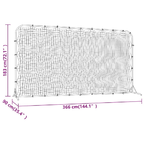 vidaXL Rete Rimbalzante da Calcio Nera 366x90x183 cm HDPE