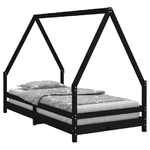 vidaXL Giroletto per Bambini Nero 90x190 cm in Legno Massello di Pino