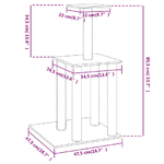 vidaXL Albero per Gatti con Tiragraffi in Sisal Grigio Chiaro 85,5 cm