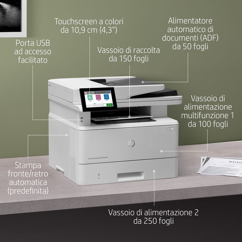 HP-LaserJet-Enterprise-Stampante-multifunzione-Enterprise-LaserJet-M430f-Bianco-e-nero-Stampante-per-Aziendale-Stampa-copia-scansione-fax-ADF-da-50-fogli--Stampa-fronte-retro--Scansione-fronte-retro--Stampa-da-porta-USB-frontale--Compatta--Efficienza-energetica--Avanzate-funzionalita-di-sicurezza-