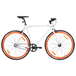 vidaXL Bicicletta a Scatto Fisso Bianca e Arancione 700c 55 cm