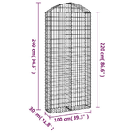 vidaXL Cesto Gabbione ad Arco 100x30x220/240 cm Ferro Zincato